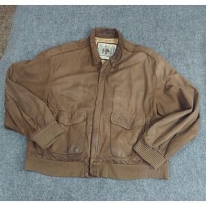 Vtg Urban Cowboy Leather Jacket Men XL Brown Biker 80s Retro Flight Bomber Pilot